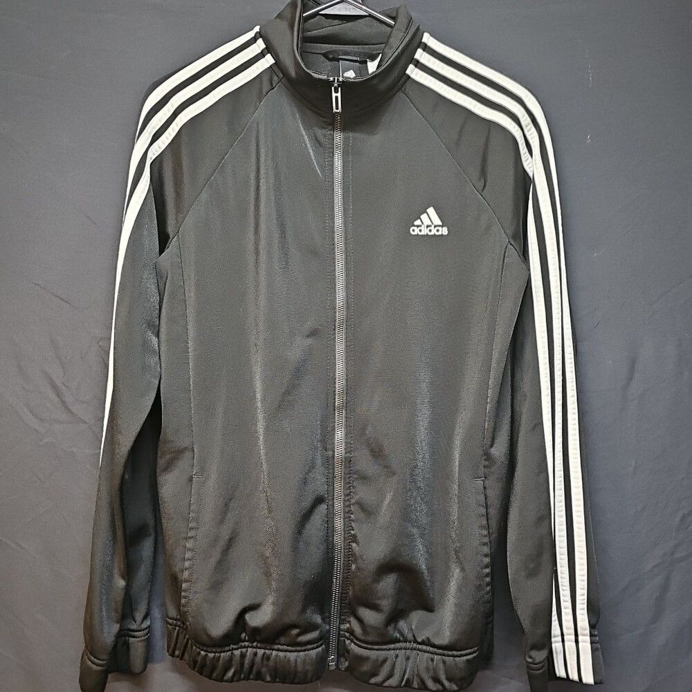 Adidas Jacket Womens Small Black White Outdoor Zip Track Coat Casual Ladies (M)